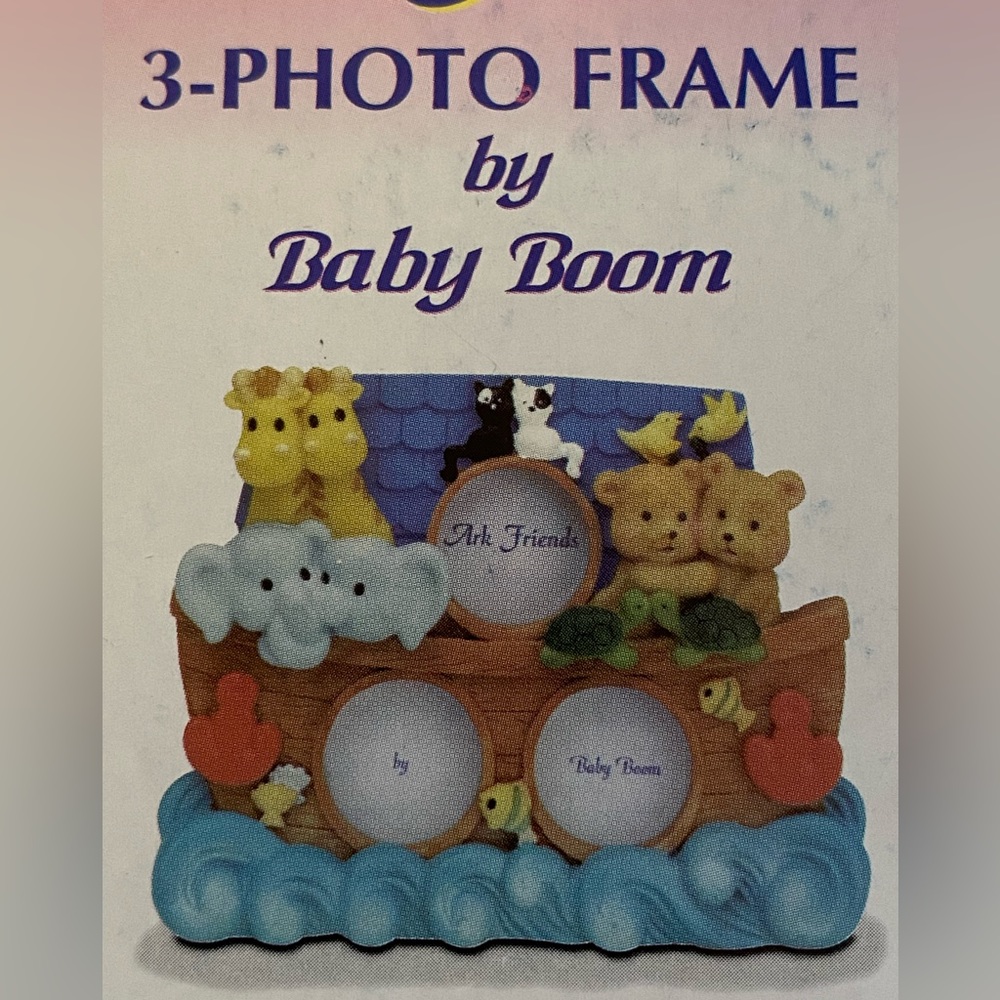 Hand Painted ARK FRIENDS 3-PHOTO FRAME By Baby Boom - New Sealed Box